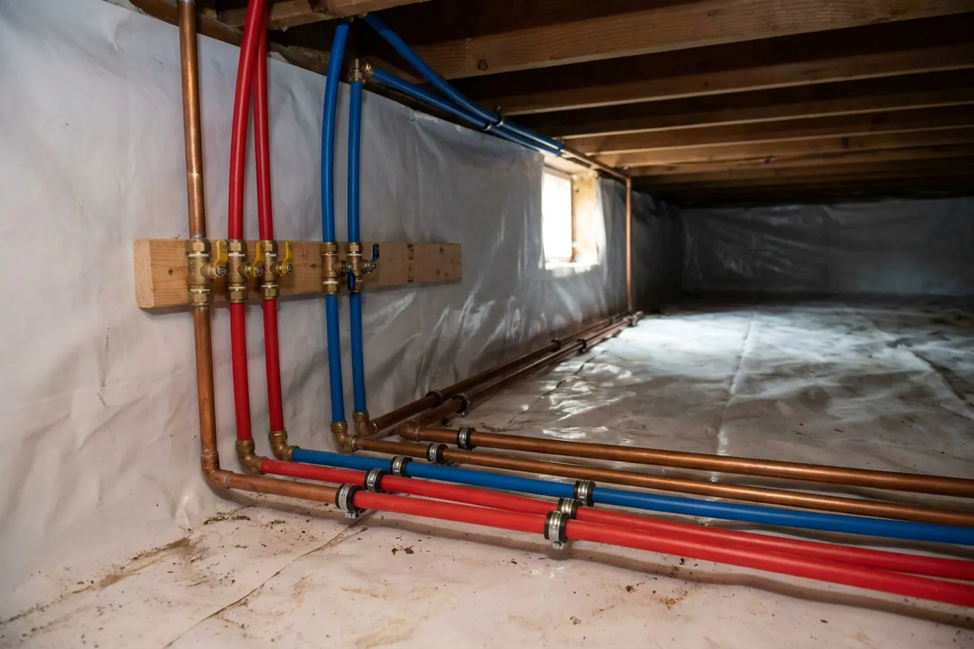 Installer sealing reinforced liner during a Concord crawl space encapsulation